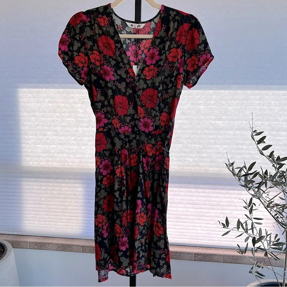 Rolla’s Cleo Rambling Floral Wrap Dress Black Multi Au 6 US XS NWT Spring Girly - Picture 1 of 6